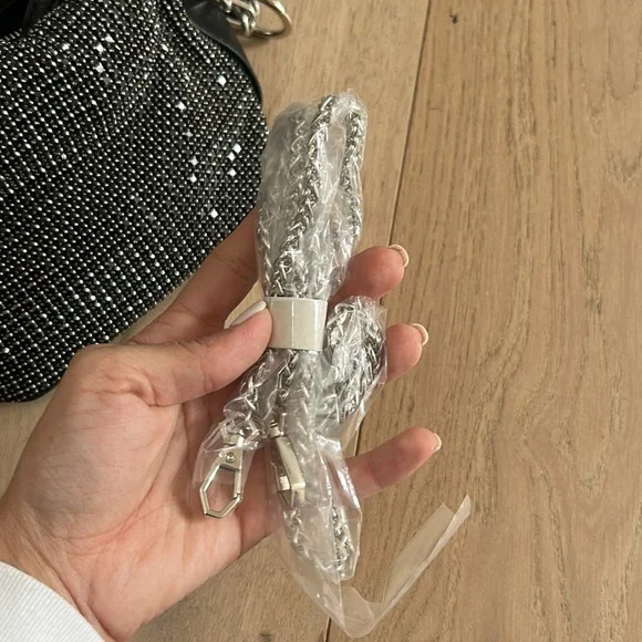 Black crystal bag with silver buckle - Picture 6 of 7